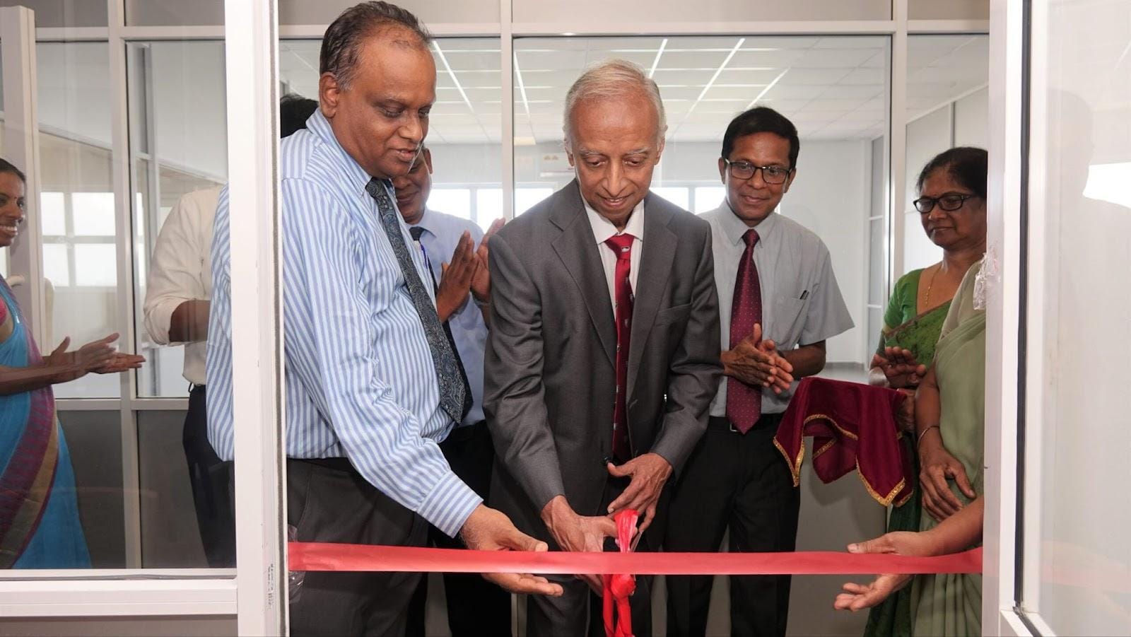 Professor Sir Sabaratnam Arulkumaran opening a quiet reading room at the Jaffna Medical Faculty named in his honour.