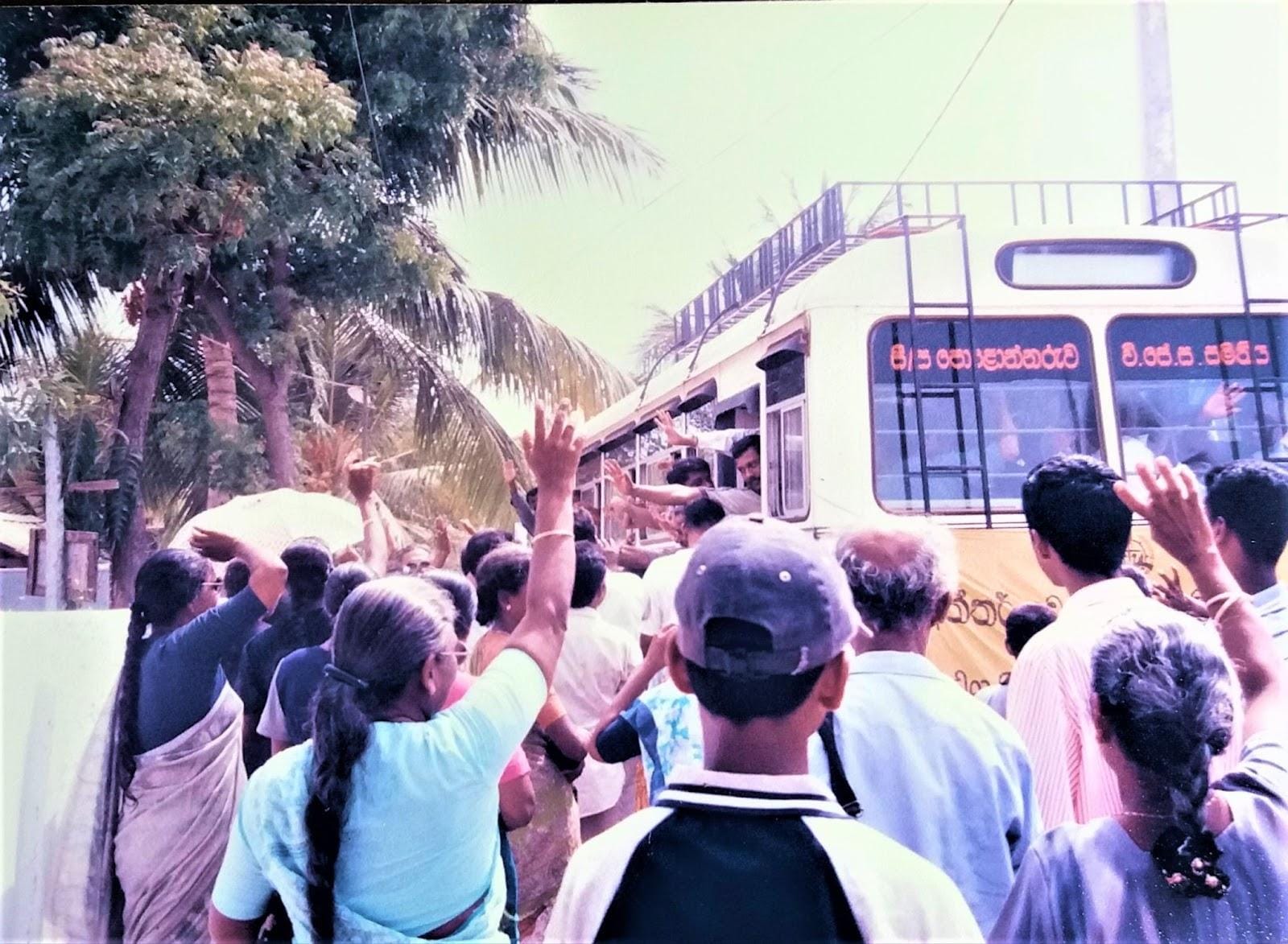 Tamil families gather to bid a sad farewell as visitors begin their journey back to the South.