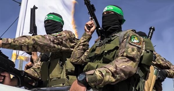 Armed Hamas fighters in Gaza.