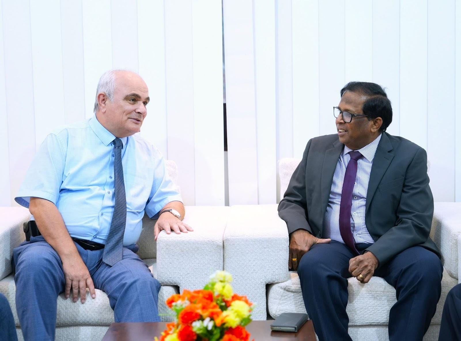 Russian Ambassador Levan S. Dzhagaryan with Northern Province Governor Vethanayagam at the Governor’s Office in Jaffna.
