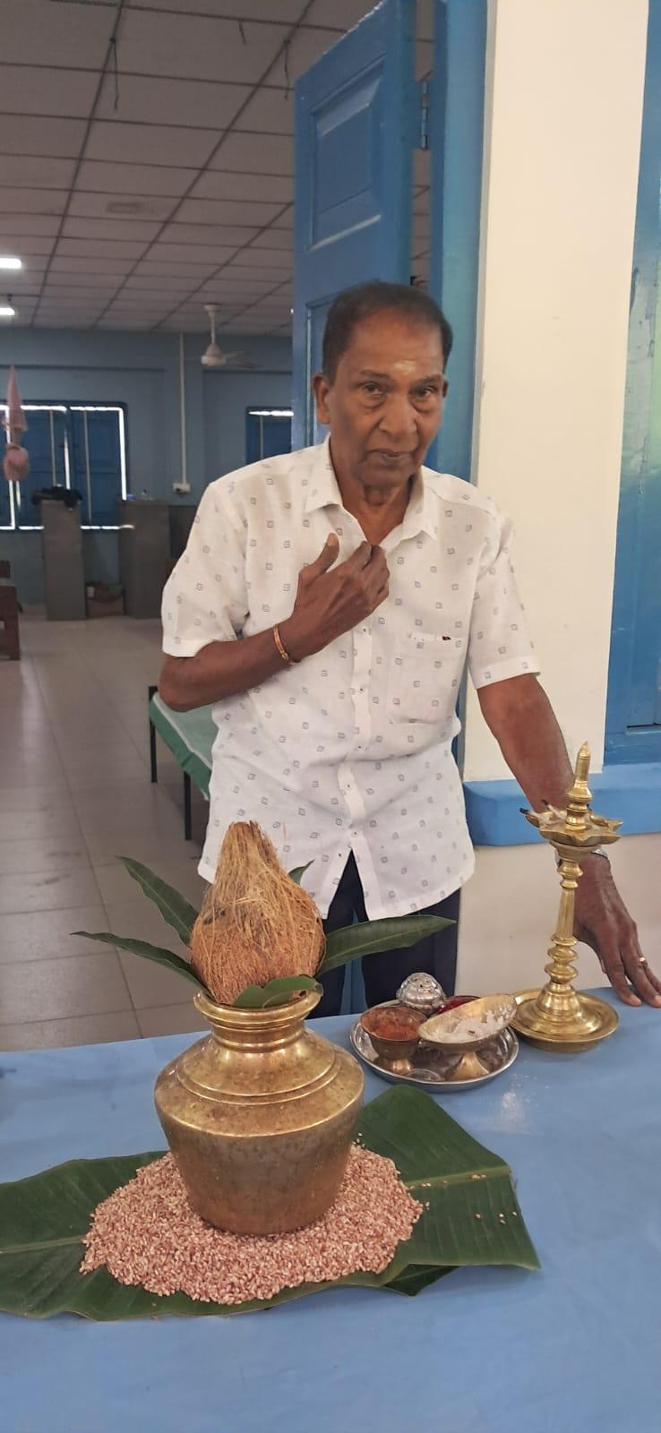Somasuntharam, father of the late S. Sanjeevan, at the dedication ceremony for the study hall built in his son’s memory at Jaffna Hindu College.