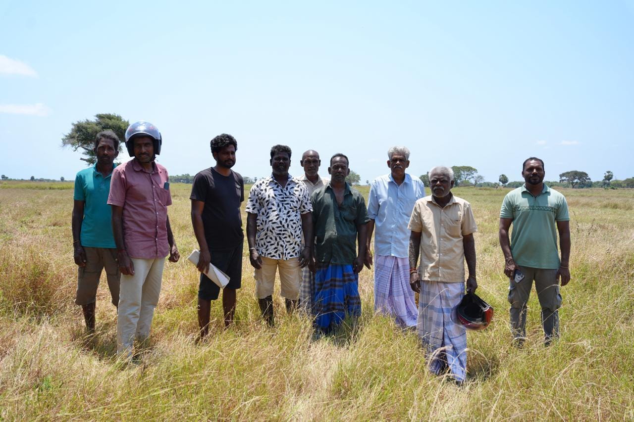 Farmers in Kovilvayal, Kilinochchi, whose lands have remained inaccessible since 2015 despite holding legal title.