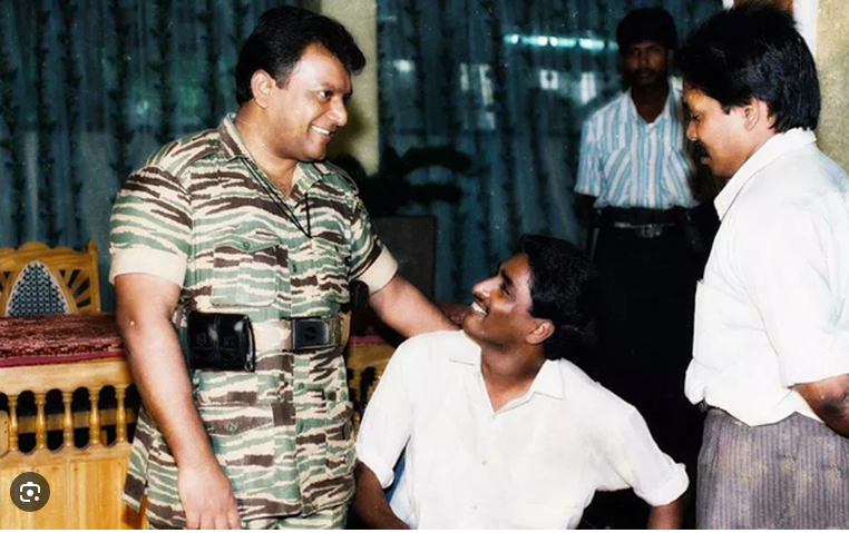 LTTE leader Velupillai Prabhakaran inside the Voice of Tigers (VOT) office.