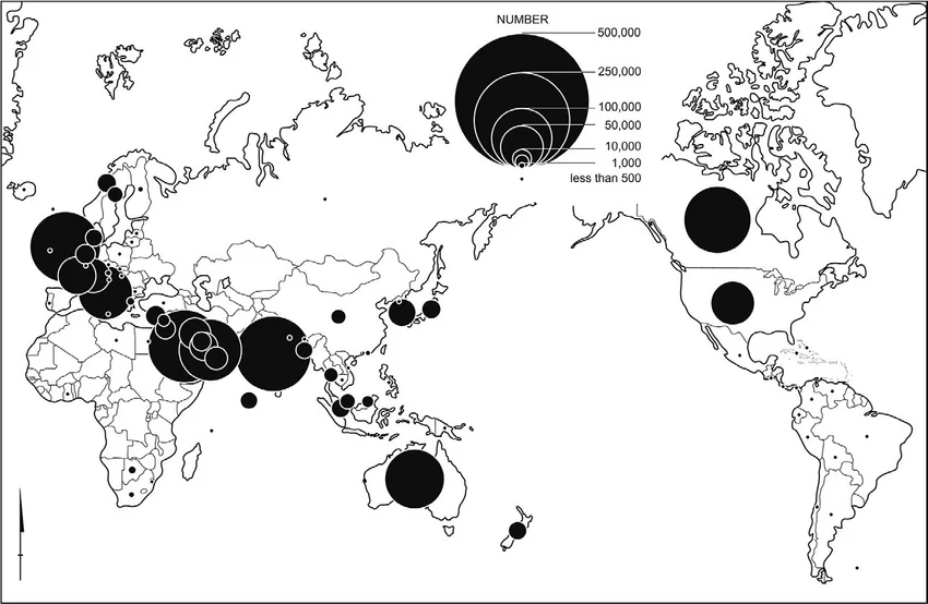 Countries of residence of the Sri Lankan diaspora, 2013 Source: United Nations (2013).