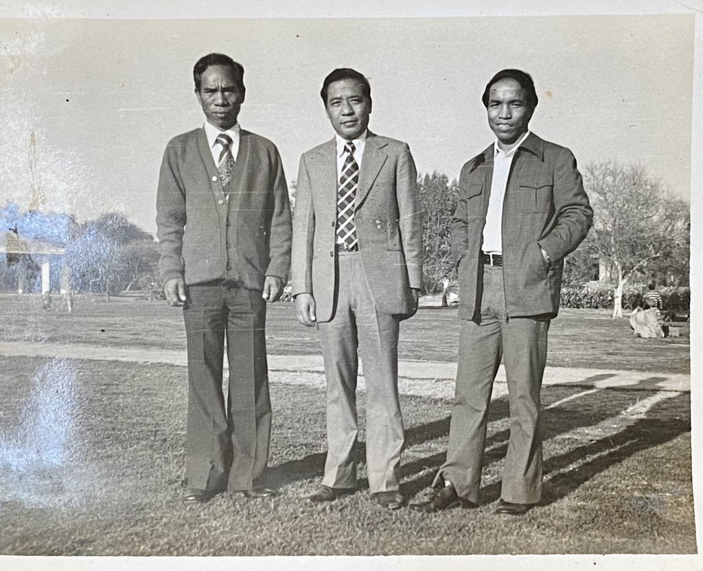 Laldenga (centre), founder of the MNF, with his close aide Zoramthanga (right).