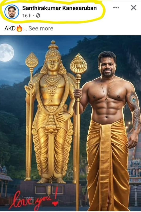 JVP Councillor’s Post Likening AKD to Lord Murugan Sparks Controversy in Jaffna